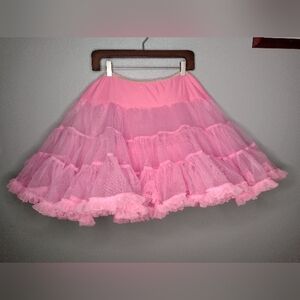 Vtg Pink Petticoat Full Skirt Tutu Square Dance Rockabilly Coquette Fairy Large